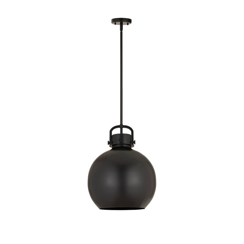 Innovations Lighting Newton Metal Sphere - 1 Light 14" Stem Hung Pendant - Matte Black