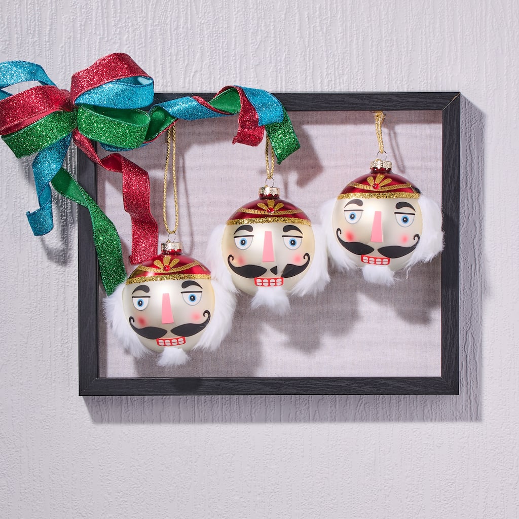 4" Glass Nutcracker Ball Ornament