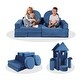 preview thumbnail 3 of 9, 14 Pieces Kids Sofa Modular Convertible Play Couch Set for Bedroom or Playroom - 55”L x 27.5”W x 16.5”H