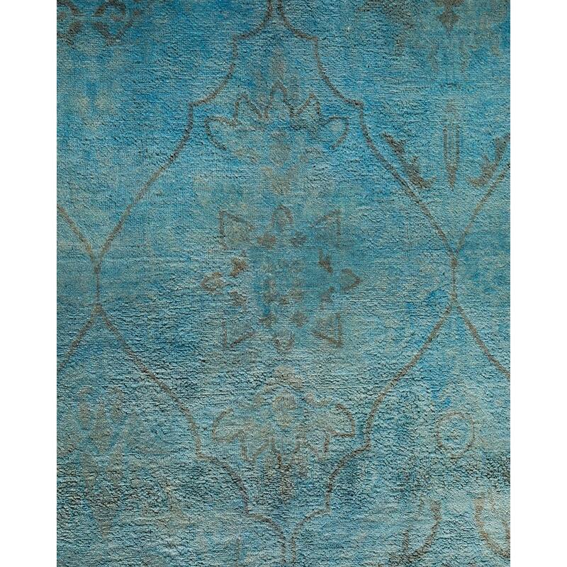 Overton Hand Knotted Wool Vintage Inspired Modern Contemporary Overdyed Blue Area Rug - 8' 2" x 9' 10"