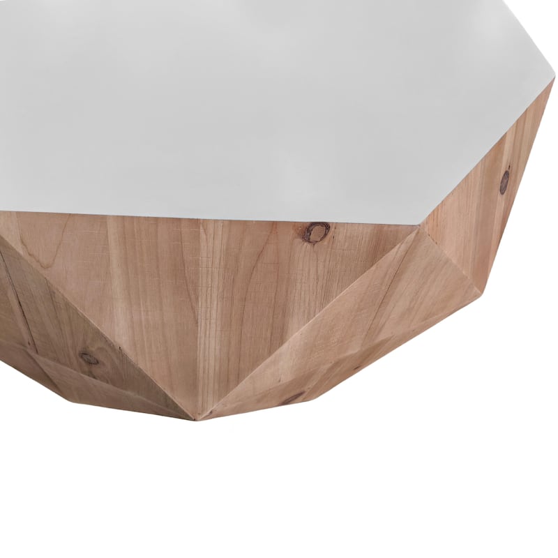 38"Three-dimensional Embossed Pattern Design American Retro Style Coffee Table,White Tabletop