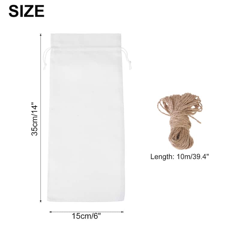 12pcs Burlap Wine Bags, Wine Gift Pouches with Drawstrings - White
