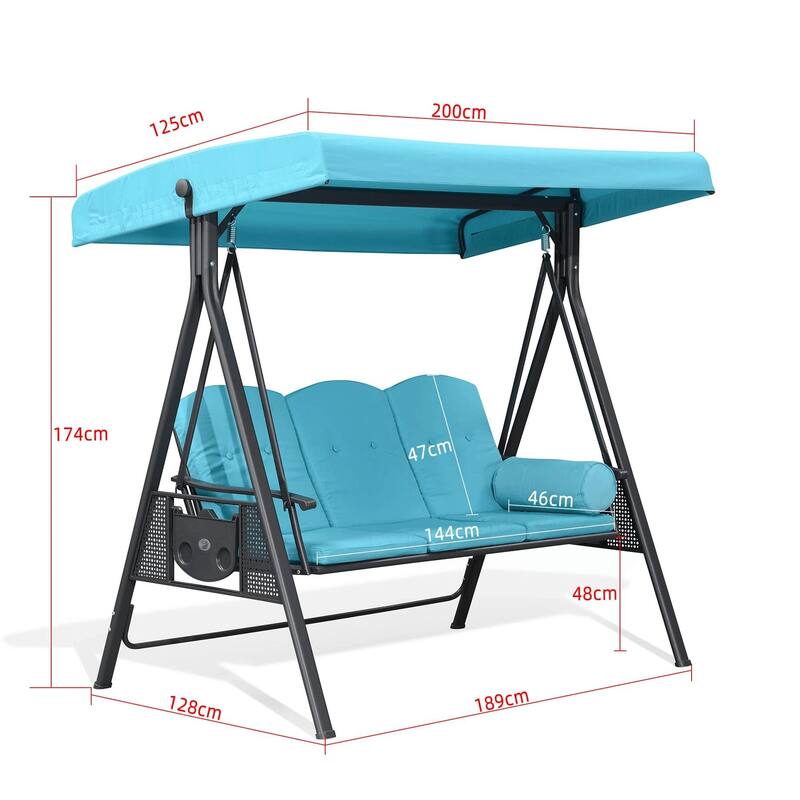 PURPLE LEAF Outdoor Patio Porch Swing with Stand, Swing Chair with Adjustable Tilt Canopy Steel Frame, Cushions Included