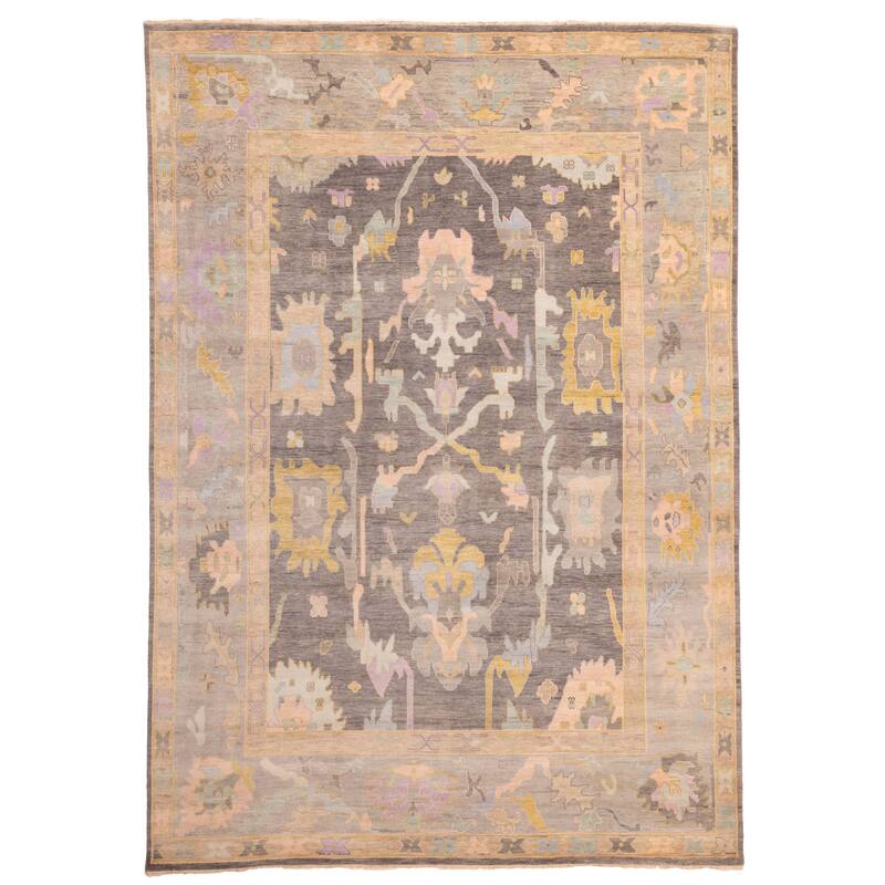 ECARPETGALLERY Hand-knotted Modern Oushak Charcoal Wool Rug - 9'9 x 13'10