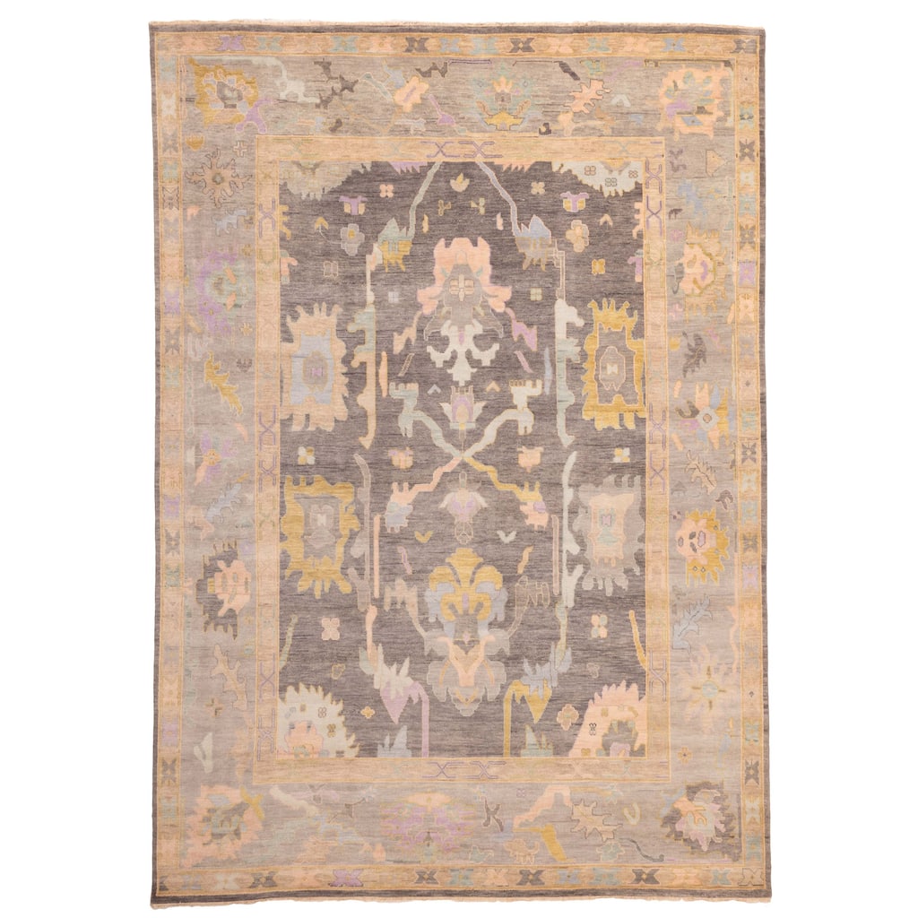 ECARPETGALLERY Hand-knotted Modern Oushak Charcoal Wool Rug - 9'9 x 13'10