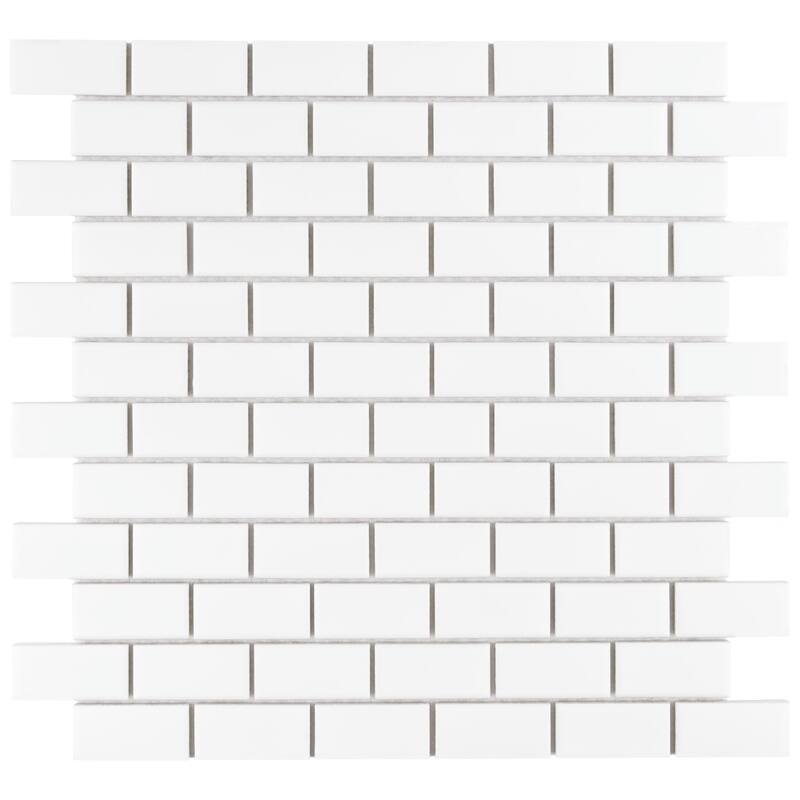 Merola Tile Metro Subway Matte White 11-3/4" x 11-3/4" Porcelain Mosaic Tile