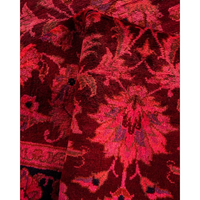 Overton Hand Knotted Wool Vintage Inspired Modern Contemporary Overdyed Pink Runner Rug - 2' 6" x 12' 3"