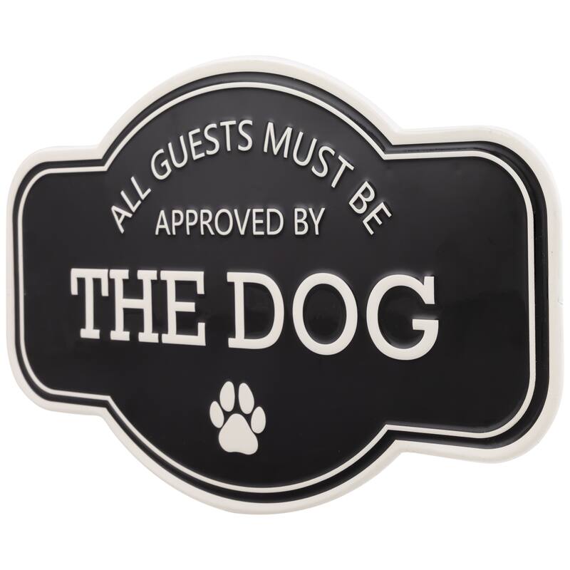 Approved by The Dog Metal Wall Sign - 13.75" - Black and White