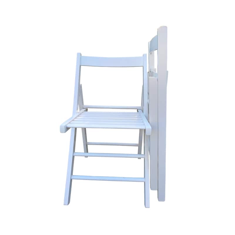 Set of 2 Solid Wood Folding Chairs with Slatted Seat, Open Back, Fully Assembled for Indoor & Outdoor Use