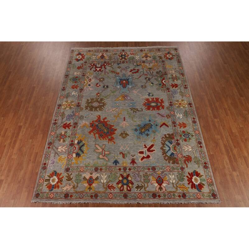 Floral Oushak Oriental Area Rug Handmade Transitional Wool Carpet - 8'9"x 11'9"