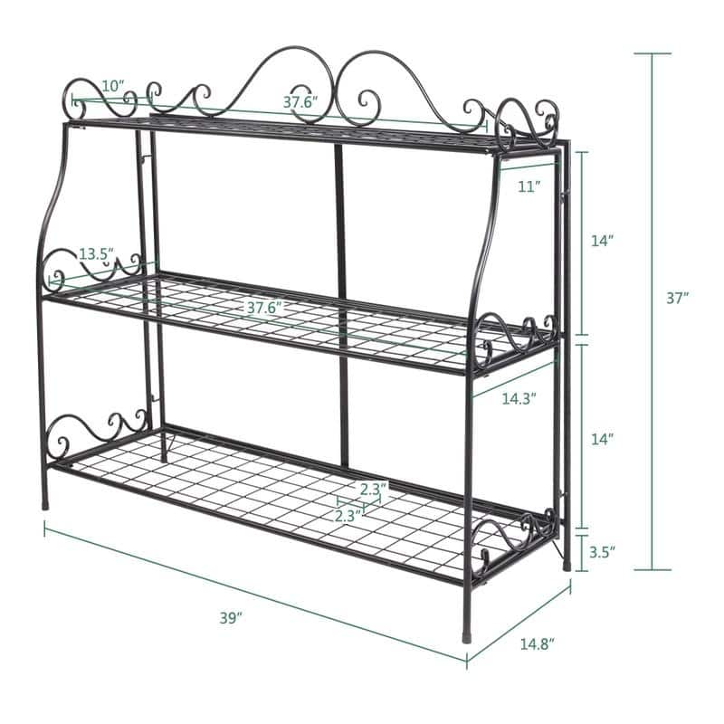 Modan Lace 3-tier Black Iron Plant Stand by Havenside Home