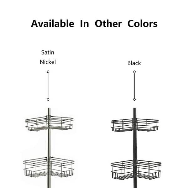 dimension image slide 4 of 6, Utopia Alley Tension Pole Shower Caddy Corner Organizer, Adjustable with 4 Removable Baskets, 60 to 97 Inch