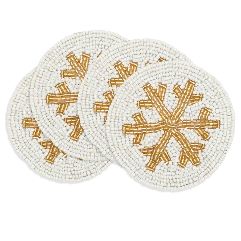 Snowflake Sparkle Beaded Coaster (Set of 4) - 4"