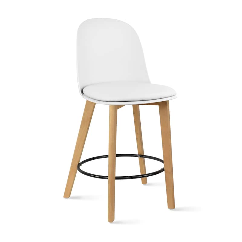 Set of 2 Designer Eiffel Chairs Counter Stools With Backs Side Molded Shell Kitchen Office Dining Dowel Bar Patio