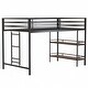 preview thumbnail 16 of 16, twin loft bunk black with Cinnamon wood shelf