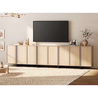 WAMPAT TV Stand With 4 Storage Doors & T-Shaped Legs, Entertainment Center For Living Room, Bedroom