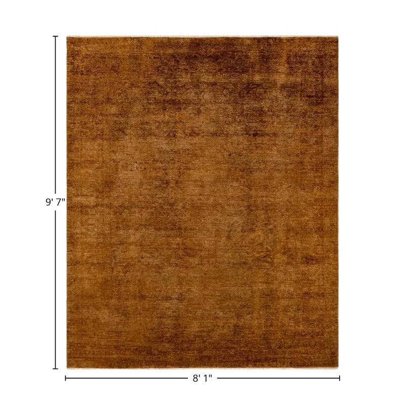 Overton Hand Knotted Wool Vintage Inspired Modern Contemporary Overdyed Gold Area Rug - 8' 1" x 9' 7"