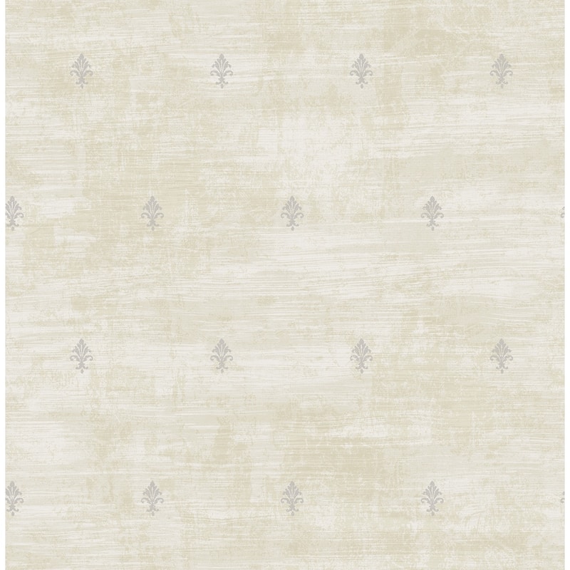 Seabrook Designs Longthorpe Fleur De Lis Unpasted Wallpaper - 20.5 in. W x 33 ft. L - Metallic Alabaster & Smoke