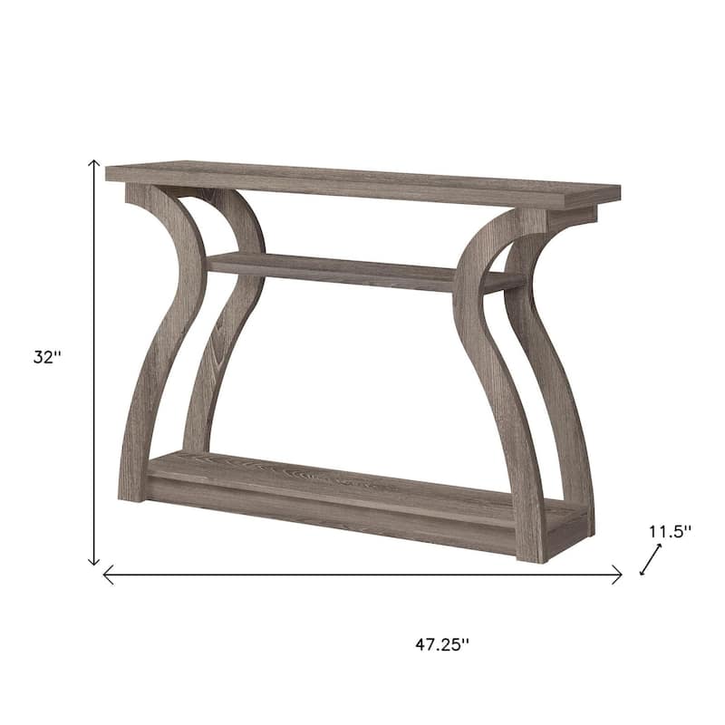 HomeRoots 47" Taupe Floor Shelf Console Table With Storage - 47.25 in. x 32.00 in. x 11.50 in.