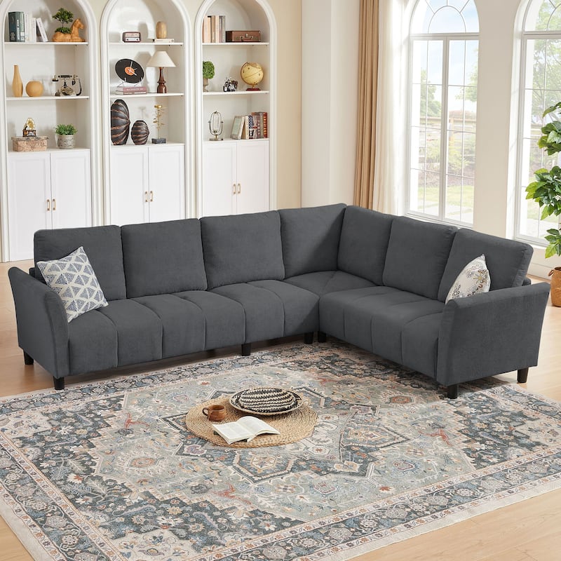 "102.56" Wide Reversible Sectional Sofa with Corner Lounge Seat - Dark Grey