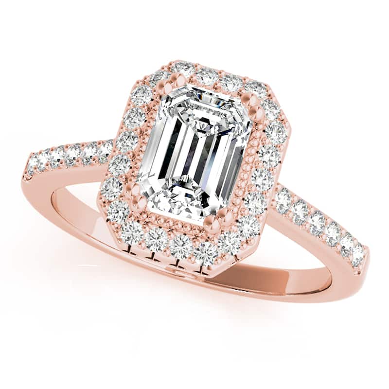 Auriya 14k Rose Gold Lab Grown Emerald Diamond Halo Engagement Ring 0.50 to 5.00 ct. tw. (F-G VS) - 2.50 ct. center - 5.5
