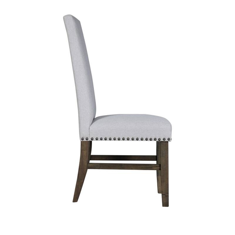 Brown/Gray Fabric Upholstered Wood Frame Dining Chair, Set of 2, Sturdy Dining Chair for Dining Rooms - 22.75