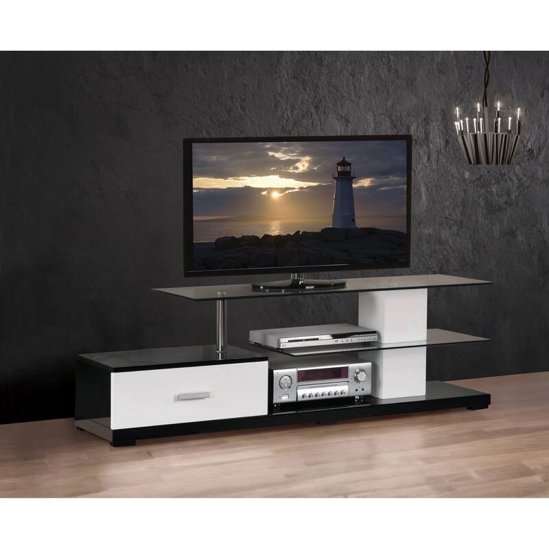 Ivana White & Black Finish TV Stand - Black,White