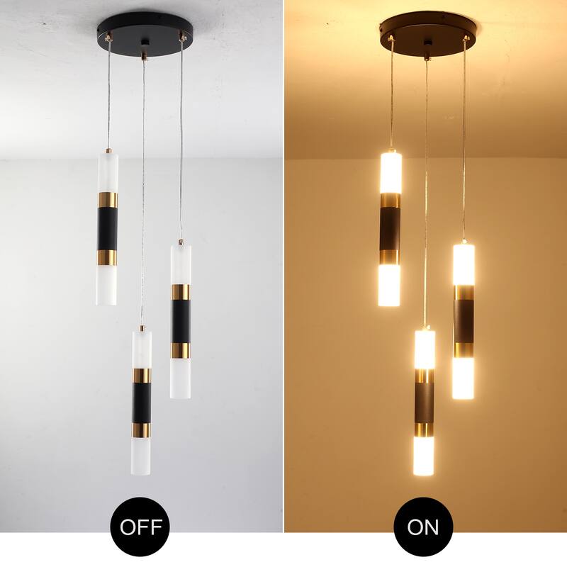 3-Light Cluster Pendant with Wrought Iron Accents, Semi Flush Mount Chandelier for Kitchen Island Dining Room