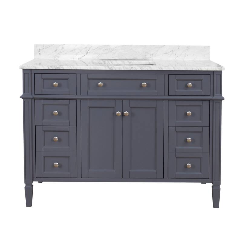 KitchenBathCollection Hailey 48" Bathroom Vanity with Carrara Marble Top