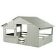 preview thumbnail 28 of 38, Wood House Bed with Roof & Door, Window and Guardrail