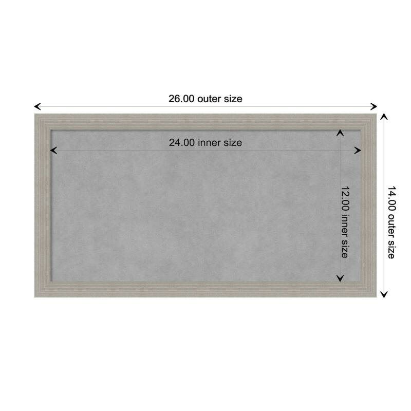 Amanti Art Woodgrain Stripe Grey Framed Magnetic Board - Board Size 24x12