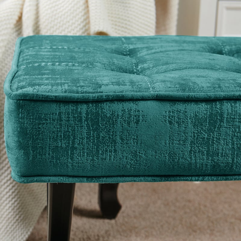 Textured Velvet Ottoman Vanity Stool 18"X18"X17"