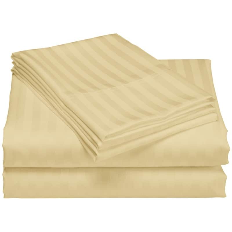1200 Thread Count Cotton Deep Pocket Luxury Hotel Stripe Sheet Set - Taupe - King