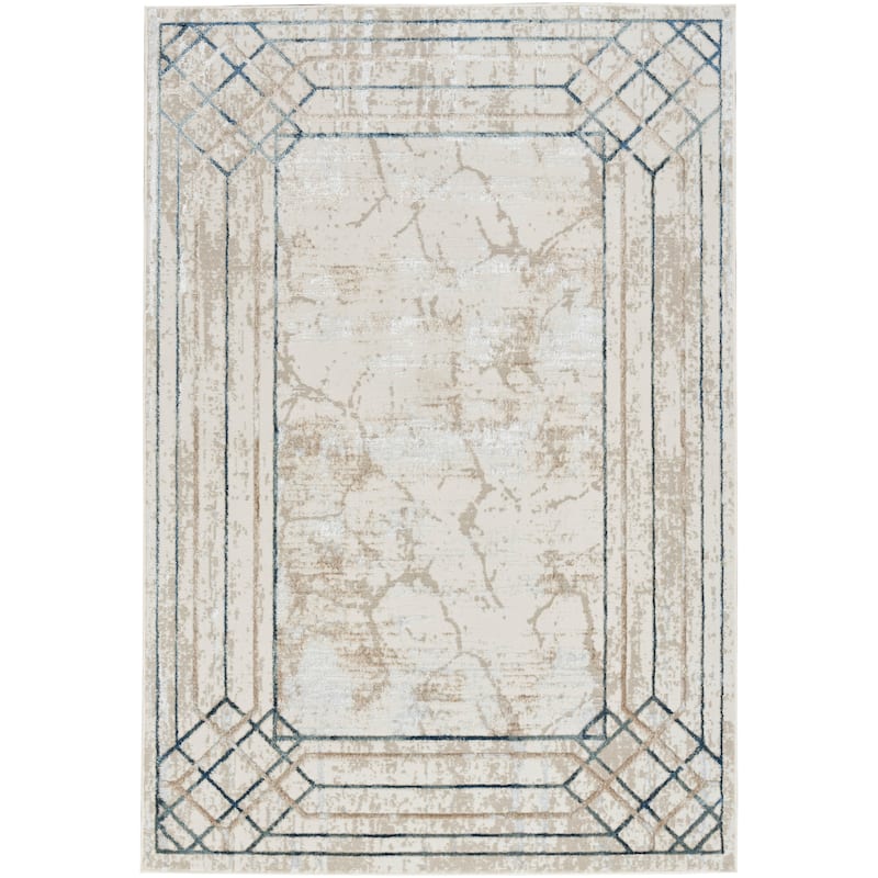 Nourison Glam Indoor Cream/Ivory Geometric Area Rug