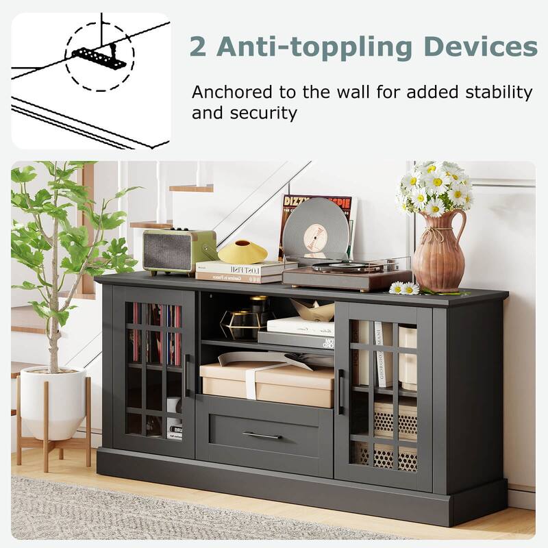 Costway Farmhouse TV Stand for TVs up to 70" Media Center with Glass - See Details