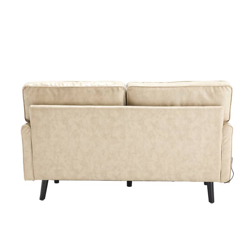 Loveseat Sofa,Mid Century Modern Love Seat, 2 Seater Sofa Couches For Living Room,Small Couch With Usb & Removable Pillow Cover