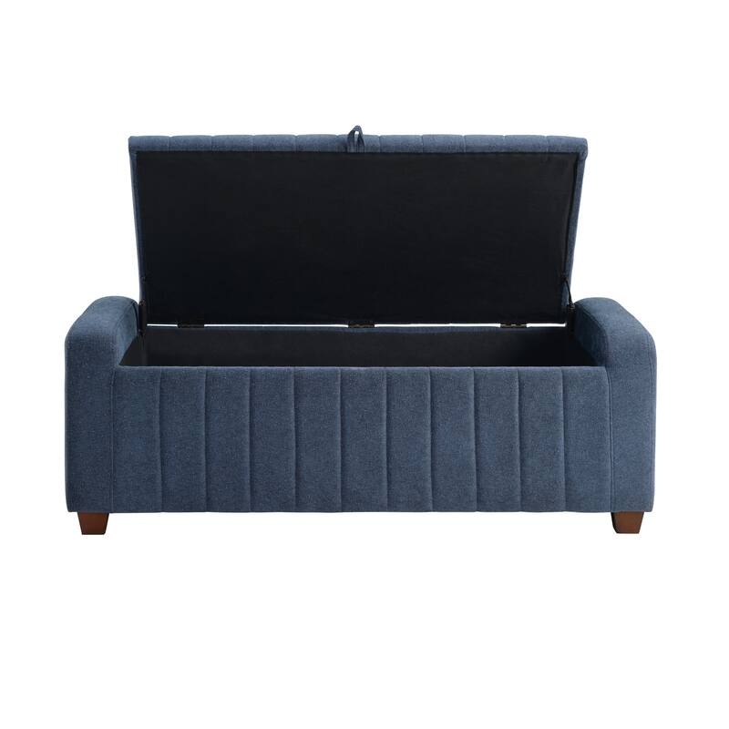 Farmhouse Style Fabric Solid Wood Storage Bench with Flip Top
