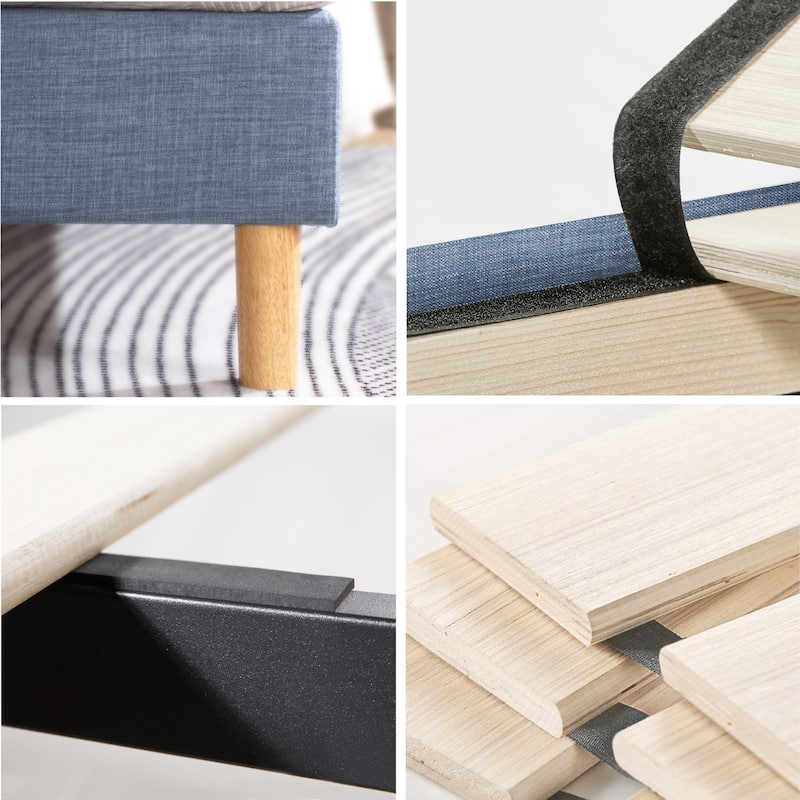 Priage by ZINUS Blue Slate Upholstered Square Platform Bed Frame