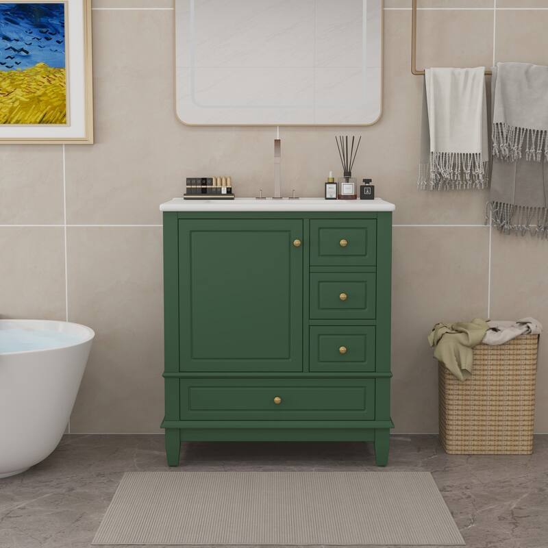 30"Freestanding Bathroom Vanity with Ceramic Sink