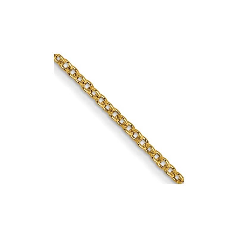 Curata 14k Yellow Gold 9" or 10" 1.0mm Round Open Link Cable Chain Anklet (Lobster-claw)
