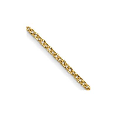 Curata 14k Yellow Gold 9" or 10" 1.0mm Round Open Link Cable Chain Anklet (Lobster-claw)