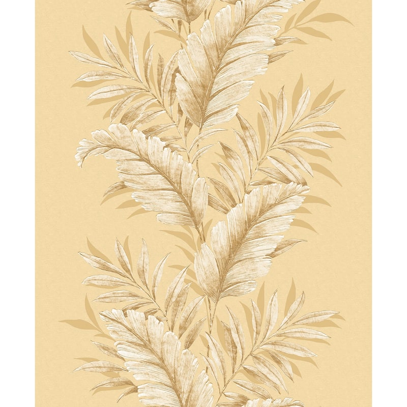 Galerie Wallcoverings Palazzo Collection Fern Stripe Vinyl on Non-woven Matte Wallpaper Roll - 33 feet x 21 inches - Gold
