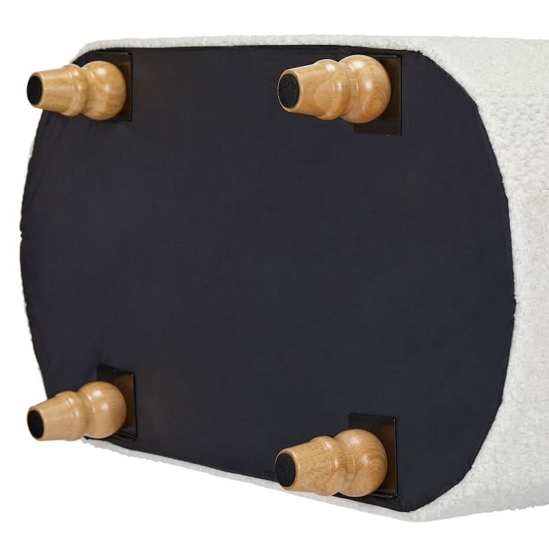 Brown Boucle Storage Ottoman Bench with Hidden Storage and Seat Top
