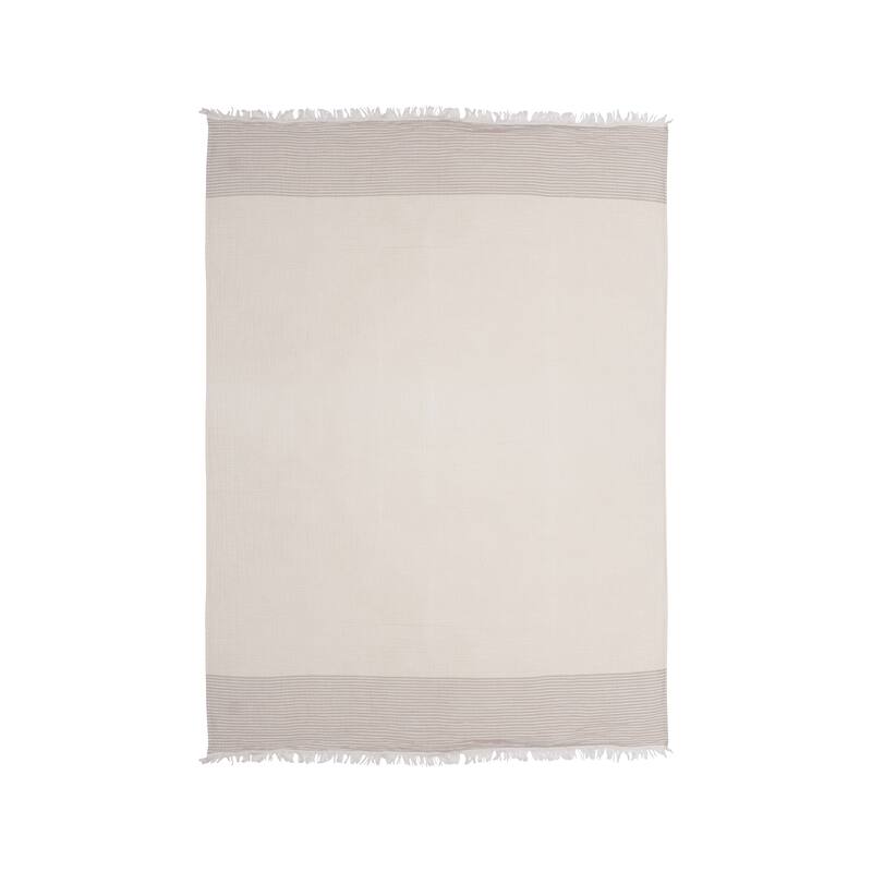 Sevita Cotton Striped Versatile Standard Size Throw Blanket - Beige/Ivory
