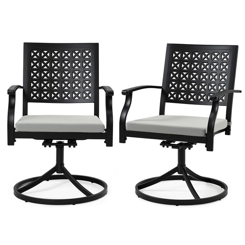 Patio Dining Chairs, Outdoor Metal Chairs with Armrests, Chair Set with Cushions, 2-Piece Set, Suitable for Patios and Gardens