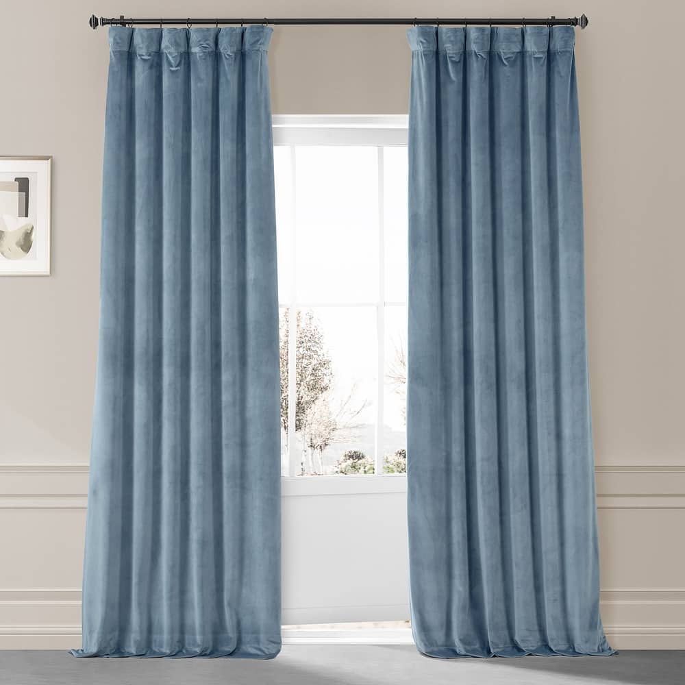 Exclusive Fabrics Signature Plush Velvet Hotel Blackout Curtains (1 Panel) - Luxury Soft Drapery for Light Control & Elegance