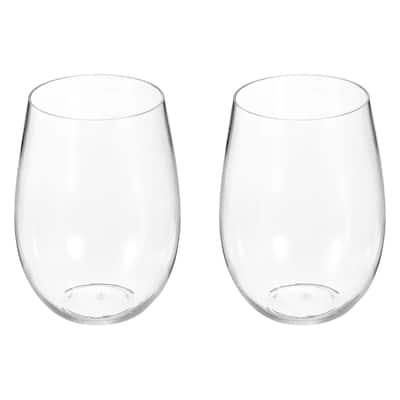 Wine Glasses 16oz PET Transparent Glasses Stemless for Wine
