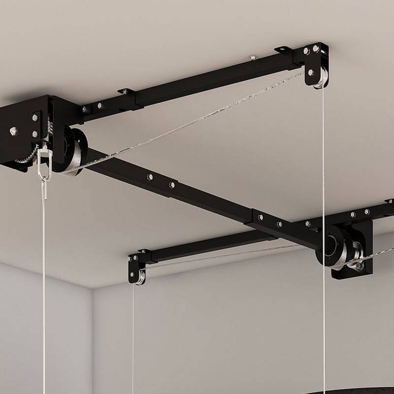 Roomfitters Overhead Garage Storage Rack 3x6 FT, Crank Down Ceiling Organizer for 10-12 FT Garages, 270lb Lift, White