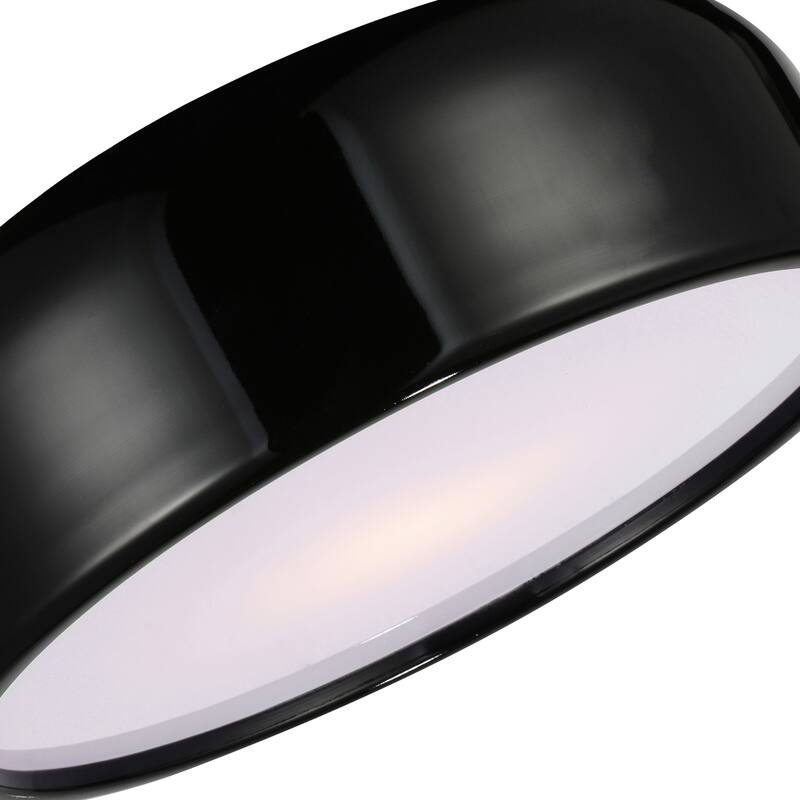 Campton 2 Light 14in Black Drum Shade Flush Mount