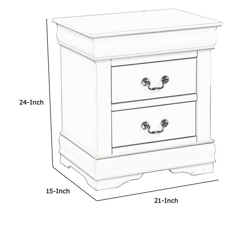 White 2 Drawer 15 in. W Nightstand with Sturdy Drawer Pulls